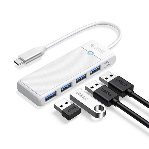 HUB rozdzielacz 4-portowy USB-C - USB-A 1 m - biały