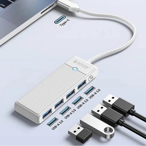 HUB rozdzielacz 4-portowy USB-C - USB-A 1 m - biały
