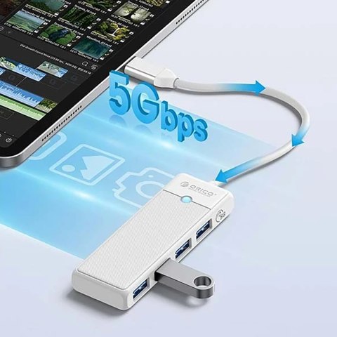 HUB rozdzielacz 4-portowy USB-C - USB-A 1 m - biały