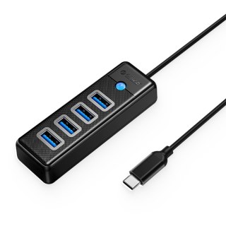 HUB rozdzielacz 4-portowy USB-C - USB-A 1m - czarny