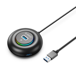 Hub adapter 4-portowy USB-A - USB-A mini jack RGB 0.3 m - czarny