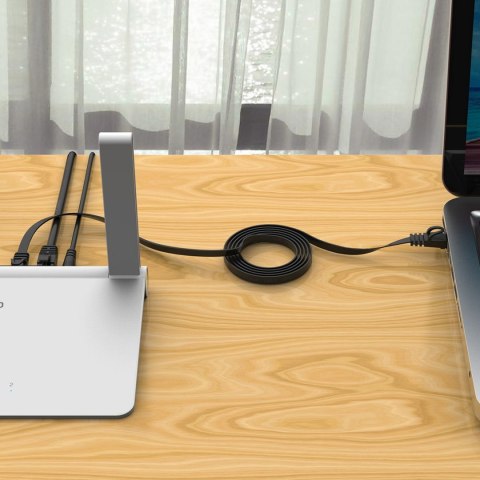 Kabel sieciowy internetowy Ethernet CAT7 10Gbps RJ45 LAN płaski 10 m - czarny