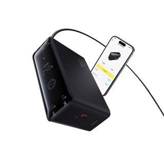 Ładowarka sieciowa USB-A USB-C GaN 240W z kablem zasilającym - czarna