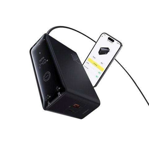 Ładowarka sieciowa USB-A USB-C GaN 240W z kablem zasilającym - czarna