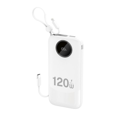 Powerbank K13 10000mAh 22.5W z wbudowanym kablem - biały