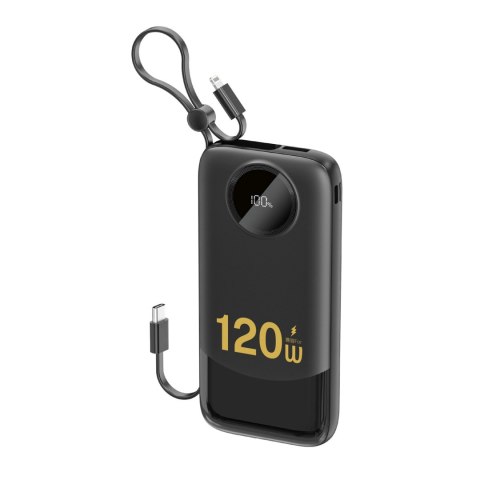 Powerbank K13 10000mAh 22.5W z wbudowanym kablem - czarny