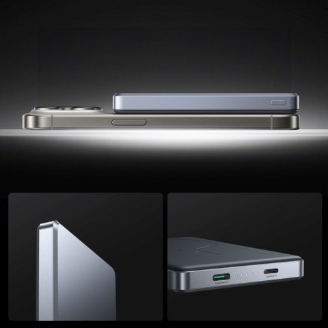 Powerbank bezprzewodowy 10000mAh 22.5W USB-C - szary