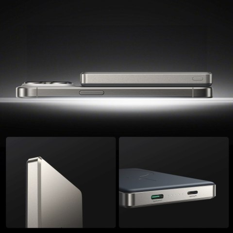 Powerbank bezprzewodowy 10000mAh 22.5W USB-C - tytanowy
