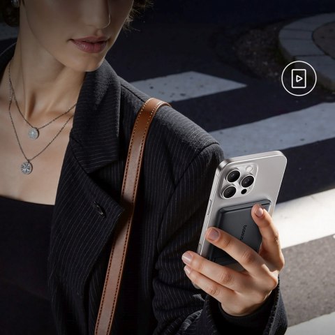 Powerbank magnetyczny 5000mAh 20W PicoGo AM31 Qi2 z podstawką i kablem USB-C MagSafe - czarny