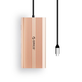 Stacja dokująca 12w1 USB-C - USB-A USB-C HDMI VGA RJ45 SD microSD PD 100W - różowo złota