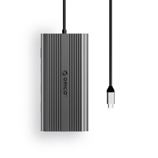 Stacja dokująca 12w1 USB-C - USB-A USB-C HDMI VGA RJ45 SD microSD PD 100W - szara