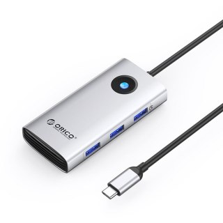 Stacja dokująca 6w1 USB-C - USB-A USB-C HDMI PD 100 W 4K 30Hz - srebrna