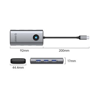 Stacja dokująca 6w1 USB-C - USB-A USB-C HDMI PD 100 W 4K 30Hz - szara