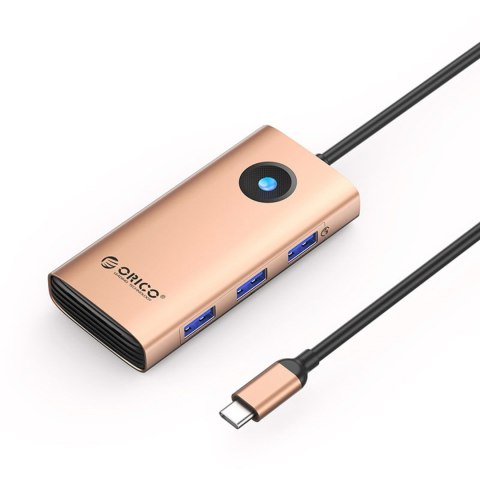 Stacja dokująca 6w1 USB-C - USB-A USB-C HDMI RJ45 PD 100 W 4K 30Hz - różowo złota