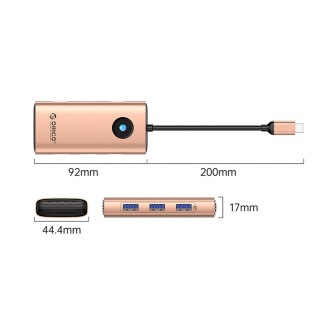 Stacja dokująca 6w1 USB-C - USB-A USB-C HDMI RJ45 PD 100 W 4K 30Hz - różowo złota
