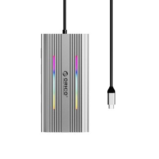Stacja dokująca HUB 12w1 USB-C - USB-A USB-C HDMI VGA RJ45 SD microSD PD 100W 4K RGB - szara