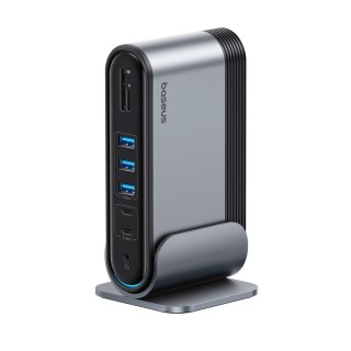 Stacja dokująca USB-C - HDMI DP USB-A USB-C RJ45 PD PC SD TF 3.5mm minijack - szara