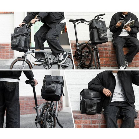 Torba rowerowa na kierownicę do roweru składanego Brompton 18 l - czarna