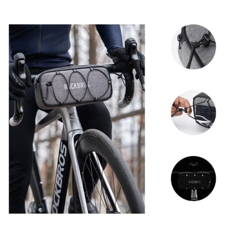 Torba sakwa rowerowa na kierownicę wodoodporna 1.9 l - szara