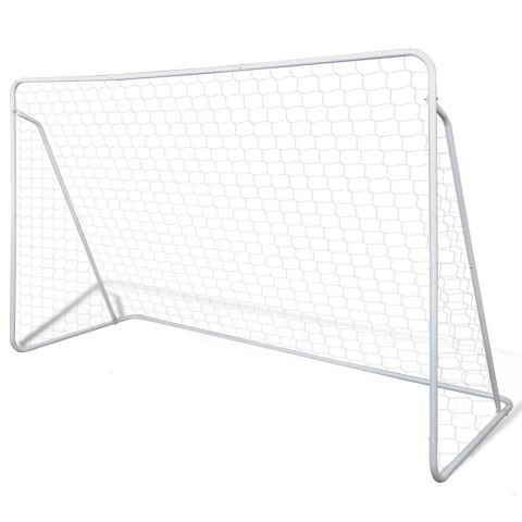 Bramka do piłki nożnej 240x90x150 cm stalowa biała