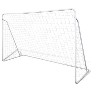 Bramka do piłki nożnej 240x90x150 cm stalowa biała