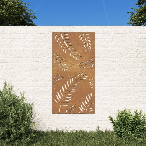 Dekoracja ścienna do ogrodu stal Corten liść 105x55 cm