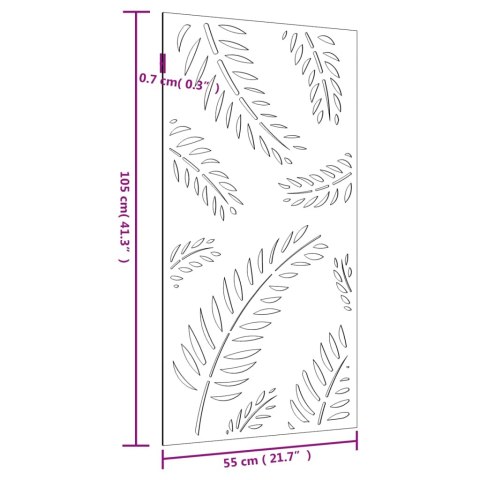 Dekoracja ścienna do ogrodu stal Corten liść 105x55 cm