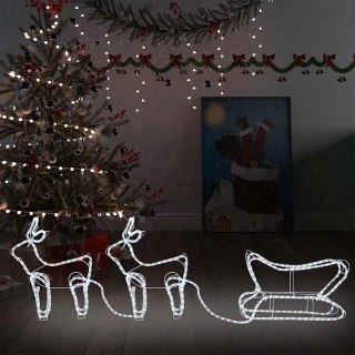 Dekoracja świąteczna renifer z saniami zewnętrzna 576 LED
