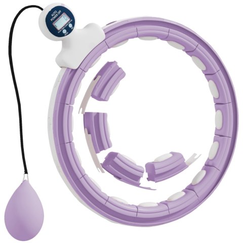 Hula hoop z ciężarem 400g, regulowany, fioletowy, do ćwiczeń