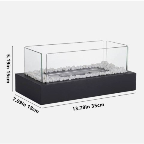 Kominek stołowy stalowy, czarny, 35x18x14.5 cm, biopaliwo