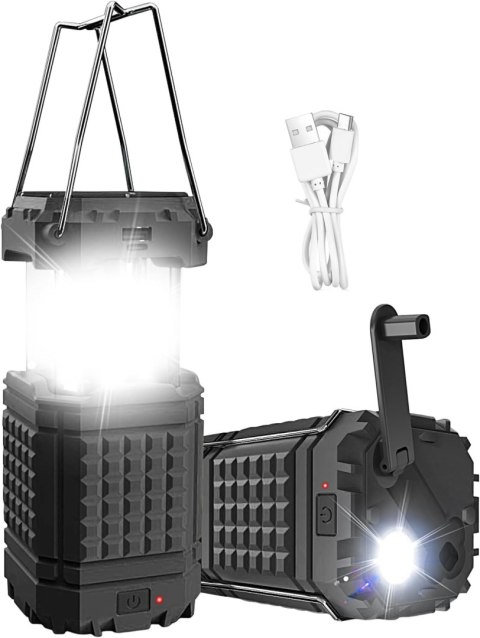 Lampa kempingowa 3w1 z ładowaniem solarnym, 200LM, wodoodporna IPX4