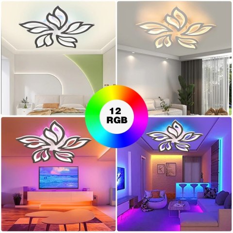 Lampa sufitowa LED 54W metalowa biała z RGB, z pilotem