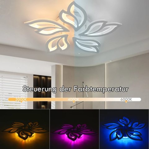 Lampa sufitowa LED 54W metalowa biała z RGB, z pilotem