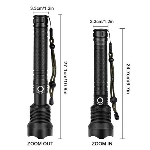 Latarka LED XHP90 9500000 lumenów czarna, USB, wodoodporna