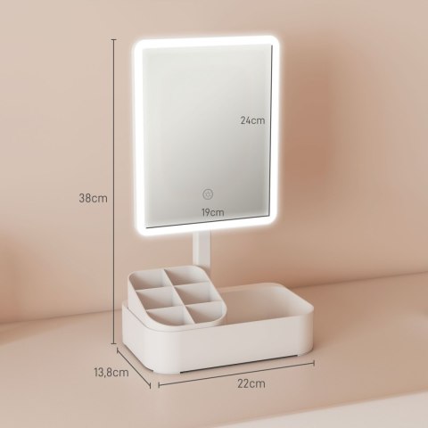 Lustro kosmetyczne z oświetleniem białe 180° obracane LED