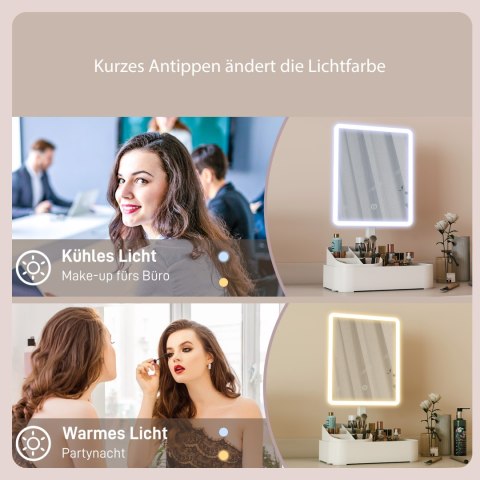 Lustro kosmetyczne z oświetleniem białe 180° obracane LED