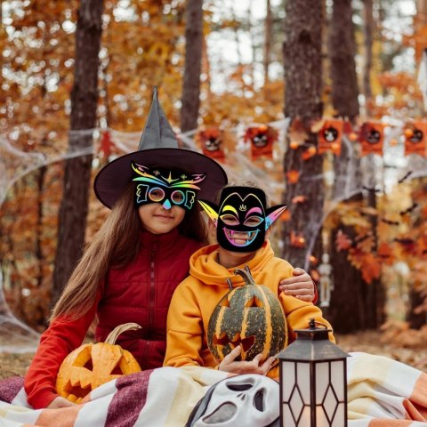 Maski halloweenowe do zdrapywania, zestaw 22 szt. z akcesoriami