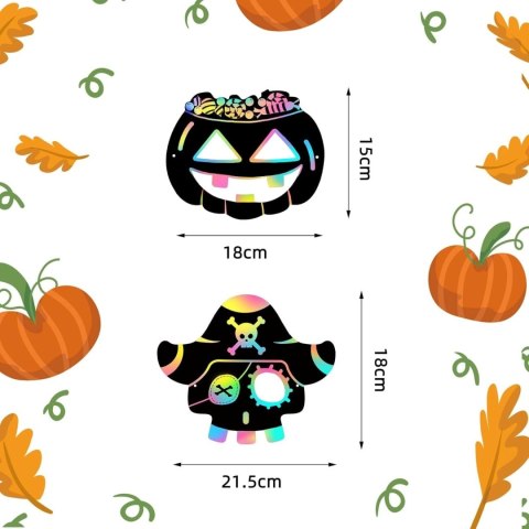 Maski halloweenowe do zdrapywania, zestaw 22 szt. z akcesoriami