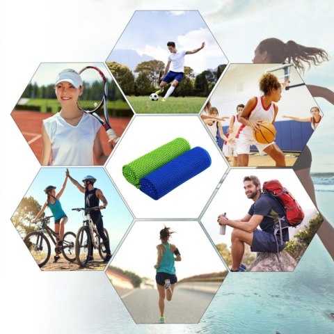 Ręcznik sportowy mikrofibra 2-pack, niebieski i zielony, 30x100 cm
