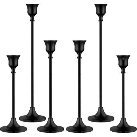 Świeczniki czarne zestaw 6 sztuk metalowe eleganckie