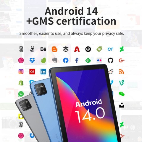 Tablet 10.1 cali Metal szary 3GB RAM 64GB ROM Android 14