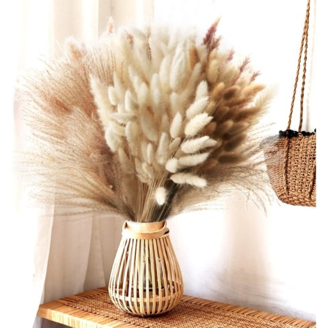 Bukiet trawy pampasowej 185 sztuk naturalnych, dekoracja boho, 42 cm