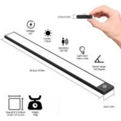 Lampa LED 40 cm, bezprzewodowa, ładowalna, czarna, 3 tryby świecenia