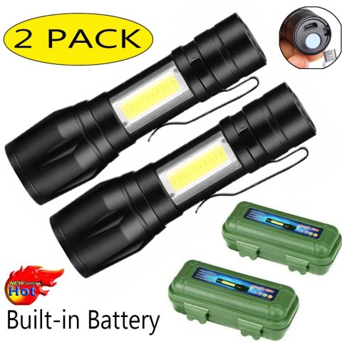 Lampa LED teleskopowa USB, 2 sztuki, do pracy, camping