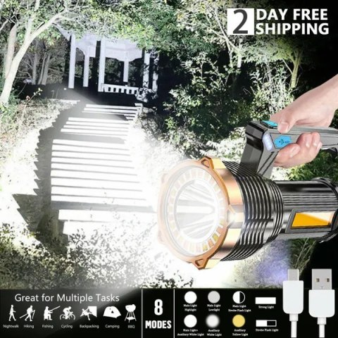 Latarka LED 1200000LM wodoodporna czarna do camping