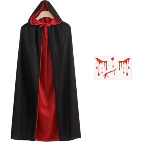 Peleryna unisex czarna: kostium na Halloween, peleryna wampira, peleryna dla dorosłych
