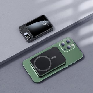 Power bank magnetyczny, szybkie ładowanie, przenośna bateria zewnętrzna, czarny