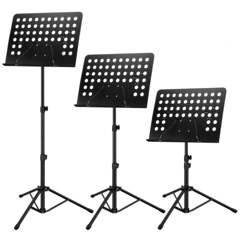 Statyw muzyczny regulowany z podstawą tripod, stalowy, czarny, wysokość 63,5-150 cm