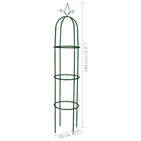 Trellis ogrodowy metalowy ciemnozielony 38x190 cm 2 szt.