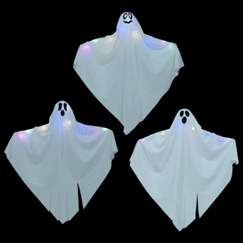 Zawieszany duch Halloween z 3 LED, biały, 52 x 62 cm